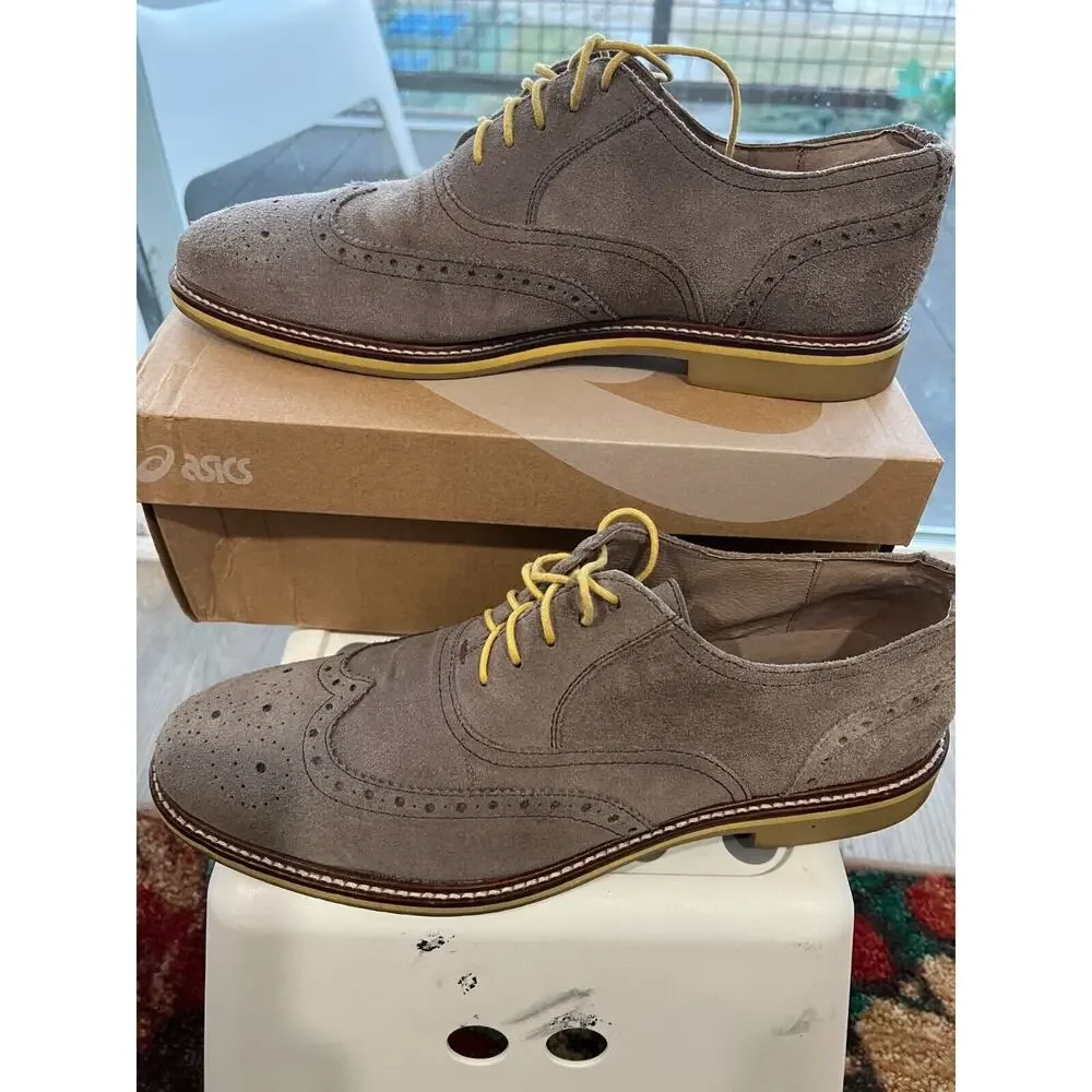 Banana Republic Wingtip Suede leather Oxfords Gray /Lime Men's shoes 9.5